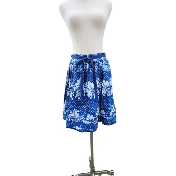 Beautiful Tie-Dye Blue Linen GAP Skirt Size 2 - Picture 2 of 7
